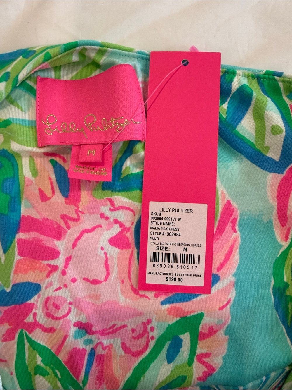 NWT Lilly Pulitzer One-Shoulder Floral Maxi Dress in Aqua, Pink, Green - Picture 2 of 5